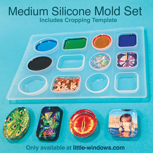 Medium Resin Mold Set in silicone, with cropping template (stencil)